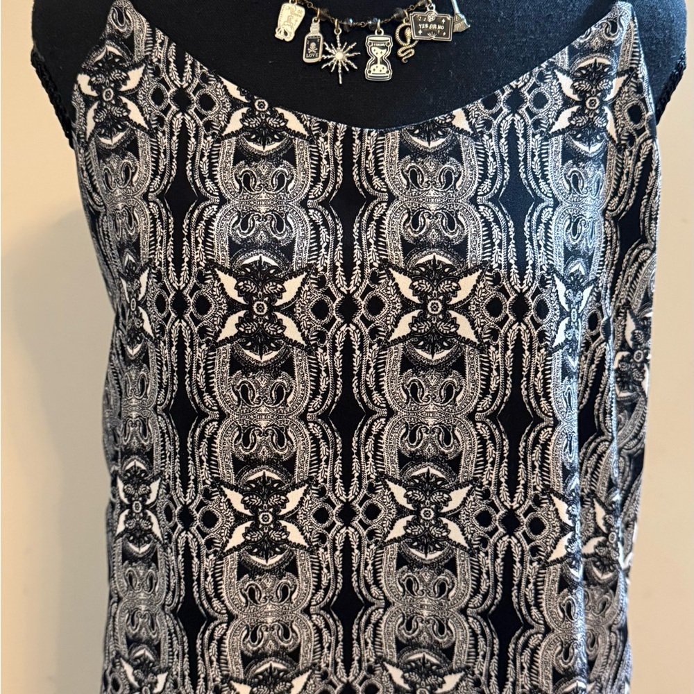 Black & white silk top